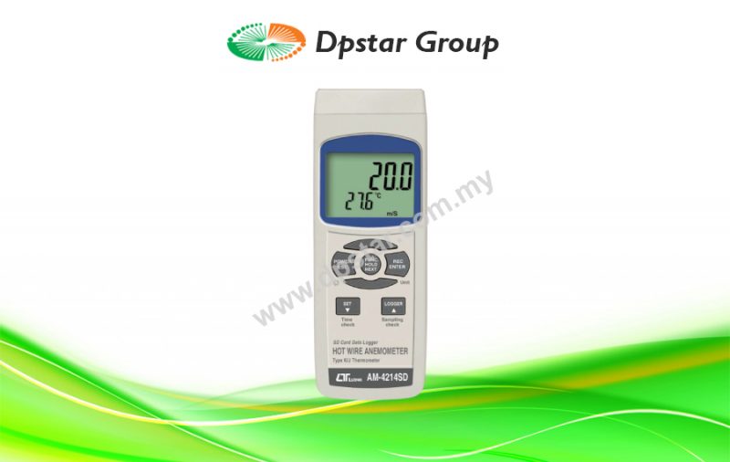 Anemometer + Type K/J Temperature SD Card Real Time Data Recorder- Lutron AM-4214SD