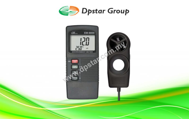 Environment Meter + Humidity, Anemometer, Light, Type K/J – Lutron EM-9000