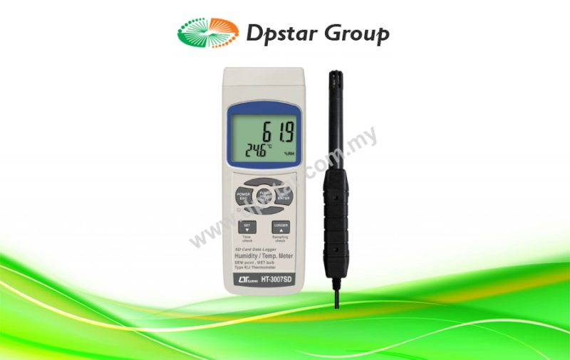 Humidity / Temperature Meter + Type K/J Temperature - Lutron HT-3007SD
