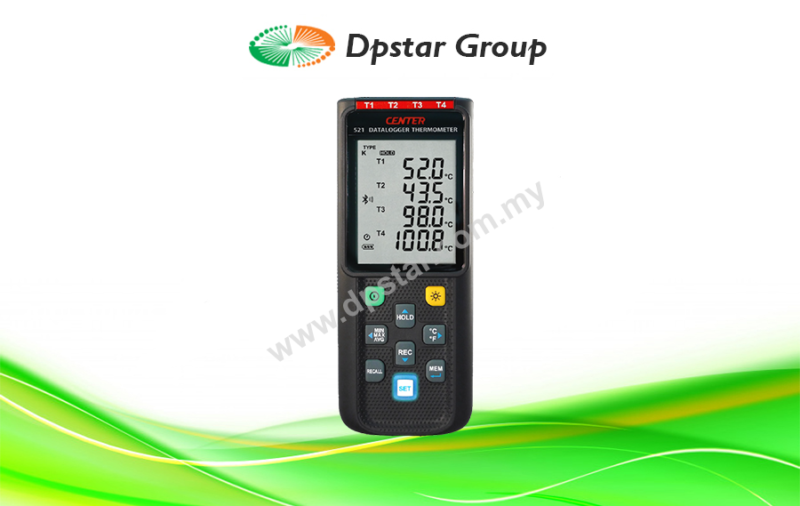 Wireless Four Channels Datalogger Thermometer (K/J/E/T/N/R/S Type, Bluetooth) – CENTER 521